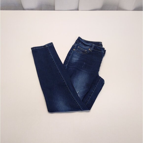 Maurices Distressed Skinny Jean M-Short Blue Denim Ripped Details Cotton Spandex - Picture 4 of 9